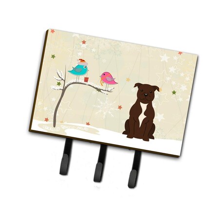 Jensendistributionservices Christmas Presents Between Friends Staffordshire Bull Terrier Chocolate Leash or Key Holder MI2087062